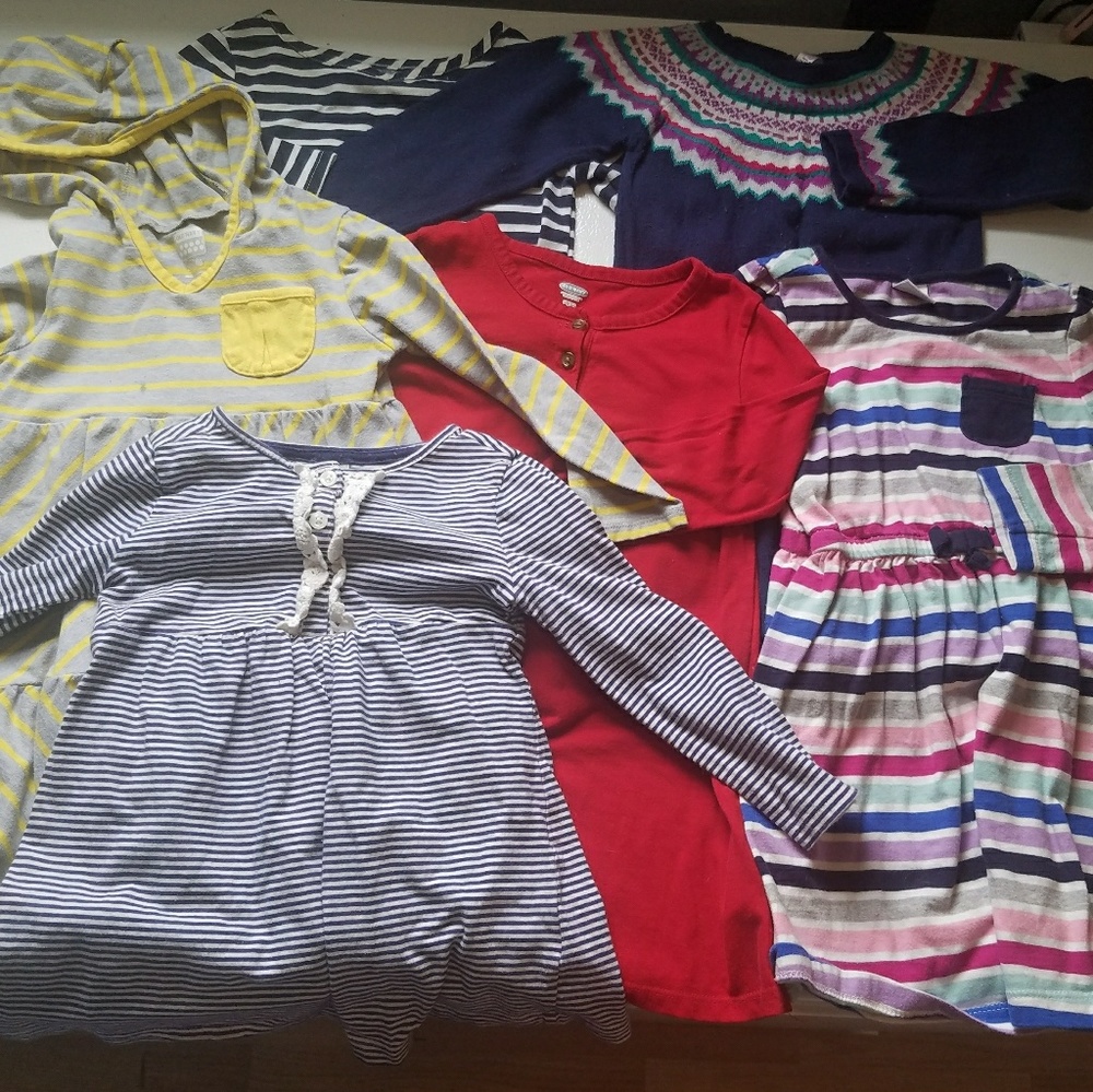 Lot of 6 long sleeved 3T dresses/tunics